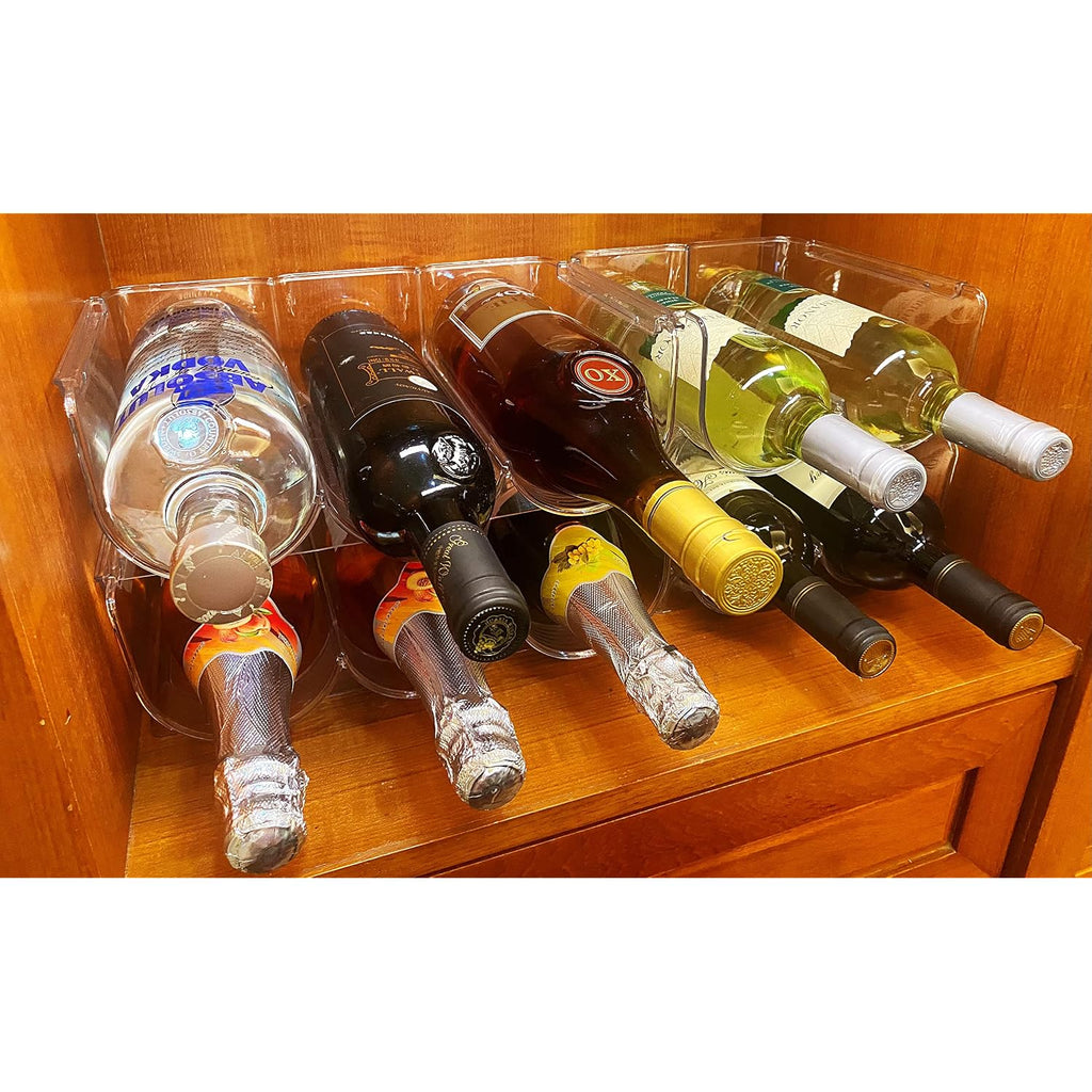 Set Of 4 Refrigerator Wine Rack, Cabinet Water Bottles Storage Organizer, Stackable Wine Rack For Kitchen Countertop Save Space, 1-Bottle 4 Packs