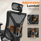 Ergonomic Office Chair With Footrest, 135° Reclining Desk Chair With Adjustable Lumbar Support,3D Armrest,Headrest & Large Steel Base, 300Lbs Heavy Duty Mesh Chair