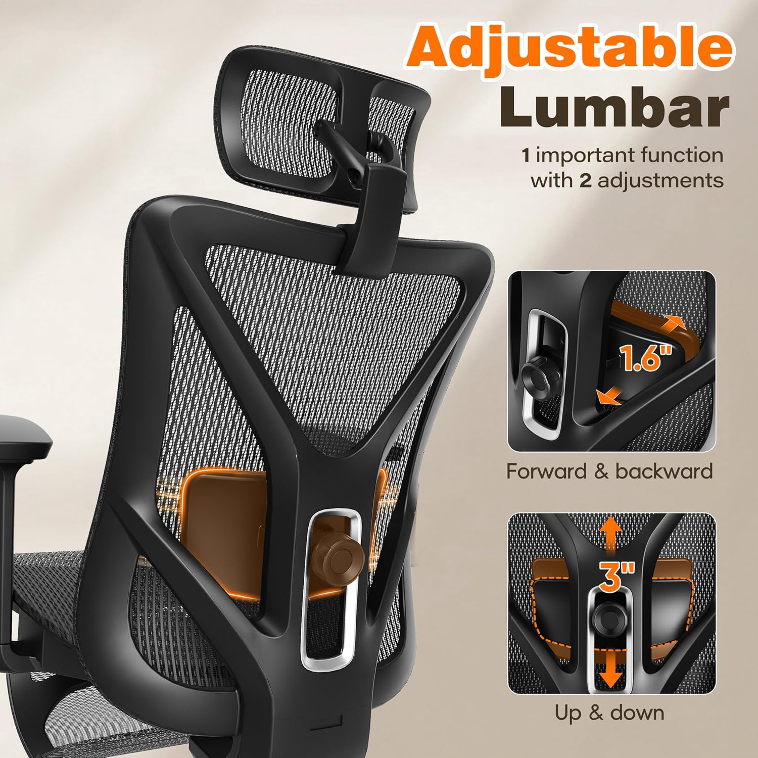Ergonomic Office Chair With Footrest, 135° Reclining Desk Chair With Adjustable Lumbar Support,3D Armrest,Headrest & Large Steel Base, 300Lbs Heavy Duty Mesh Chair