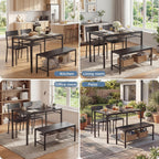 Gizoon Kitchen Table And 2 Chairs For 4 With Bench, 4 Piece Dining Table Set For Small Space, Apartment