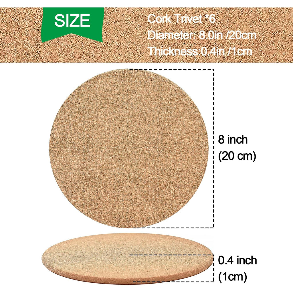Cork Trivet, 4 Pack High Density Thick Cork Coasters Set For Hot Dishes, 8 Inch Heat Resistant Multifunctional Corks Trivets For Hot Dishes, Hot Pads For Kitchen, Table, Countertops