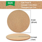 Cork Trivet, 4 Pack High Density Thick Cork Coasters Set For Hot Dishes, 8 Inch Heat Resistant Multifunctional Corks Trivets For Hot Dishes, Hot Pads For Kitchen, Table, Countertops
