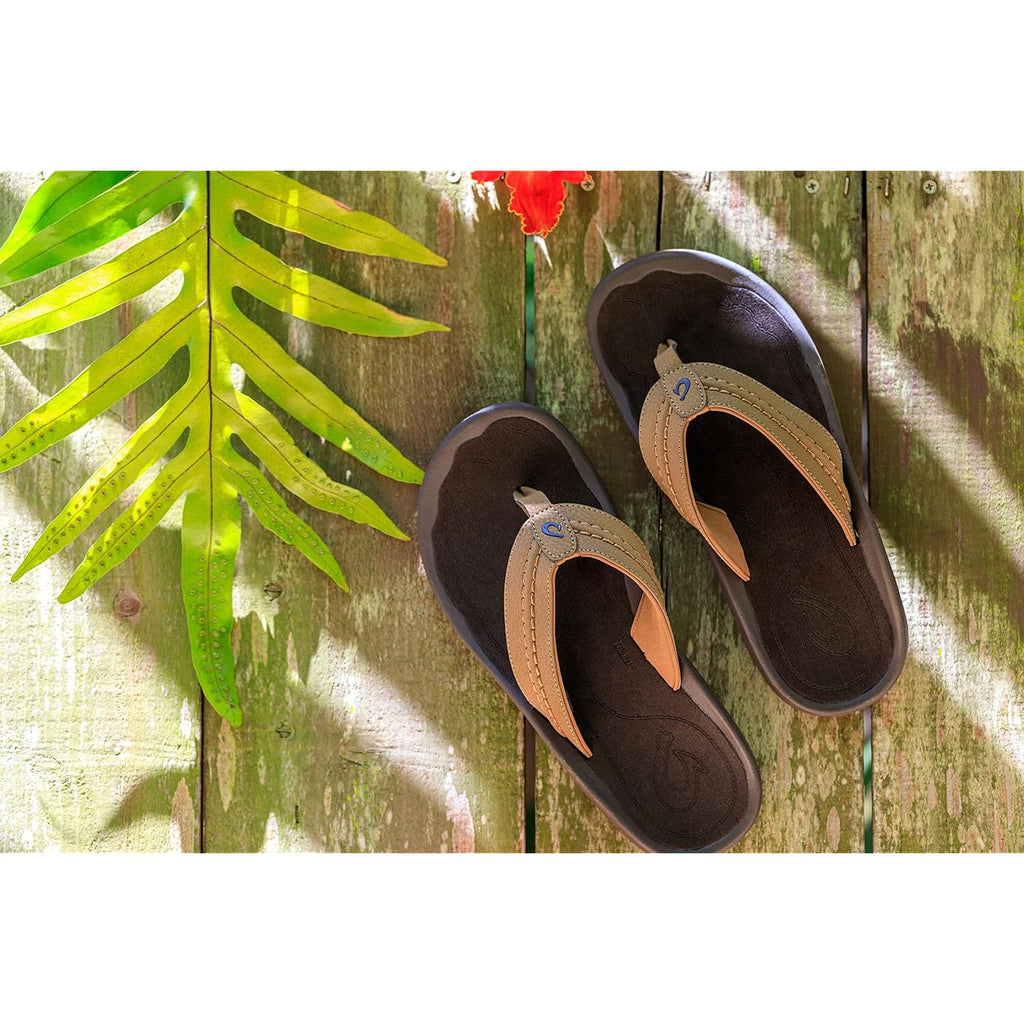 Olukai Hokua Men'S Beach Sandals, Quick-Dry Flip-Flop Slides, Water Resistant & Wet Grip Rubber Soles, Compression Molded Footbed & Soft Comfort Fit