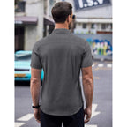 Coofandy Mens Short Sleeve Button Down Shirts Wrinkle Free Dress Shirts Casual Polka Dot Print Shirt With Pocket