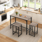 Yaheetech 3 Piece Dining Table Set, 47.5" Industrial Pub Table Set, Counter Height Kitchen Table With Bar Stools Set Of 2, For Small Space, Apartment