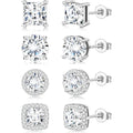 Zankulas Cubic Zirconia Stud Earrings for Women Mens Earrings Hypoallergenic Square CZ Studs Set