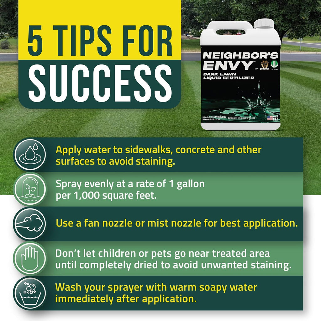 Petramax Neighbor’S Envy Grass Fertilizer For Lawn & Garden, 1 Gallon Covers Up To 16,000 Sq.Ft. 7-In-1 Liquid Lawn Fertilizer Concentrate For Deep Green Turf - Includes Nitrogen/Iron/Humic/Sea Kelp