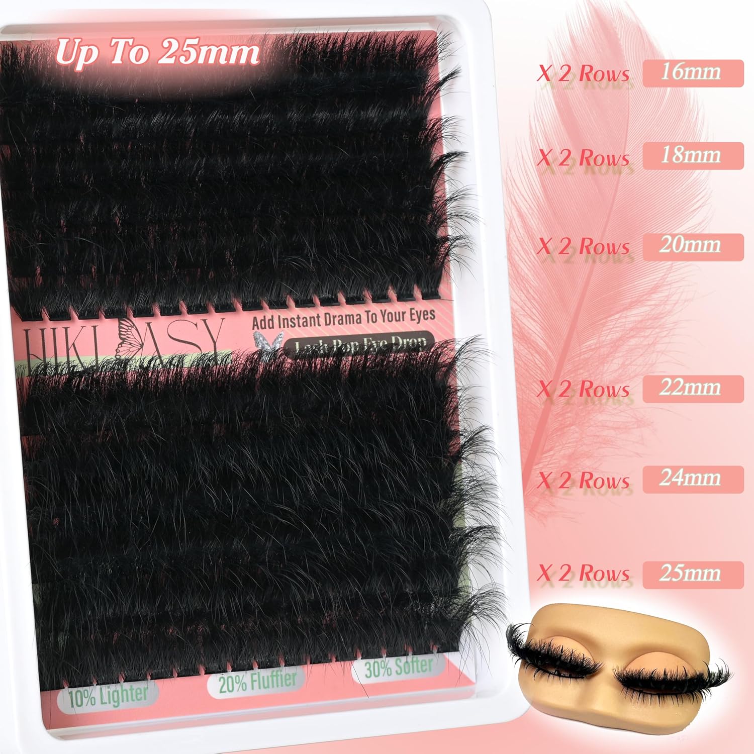 Volume Lash Clusters 300D Thick Lash Extensions 16-25mm Long Lashes Cluster Easy To Apply D Curve Bold Fluff False Eyelashes For Dramatic Makeup Soft Wispy Eyelash Reusable By Hiklasy