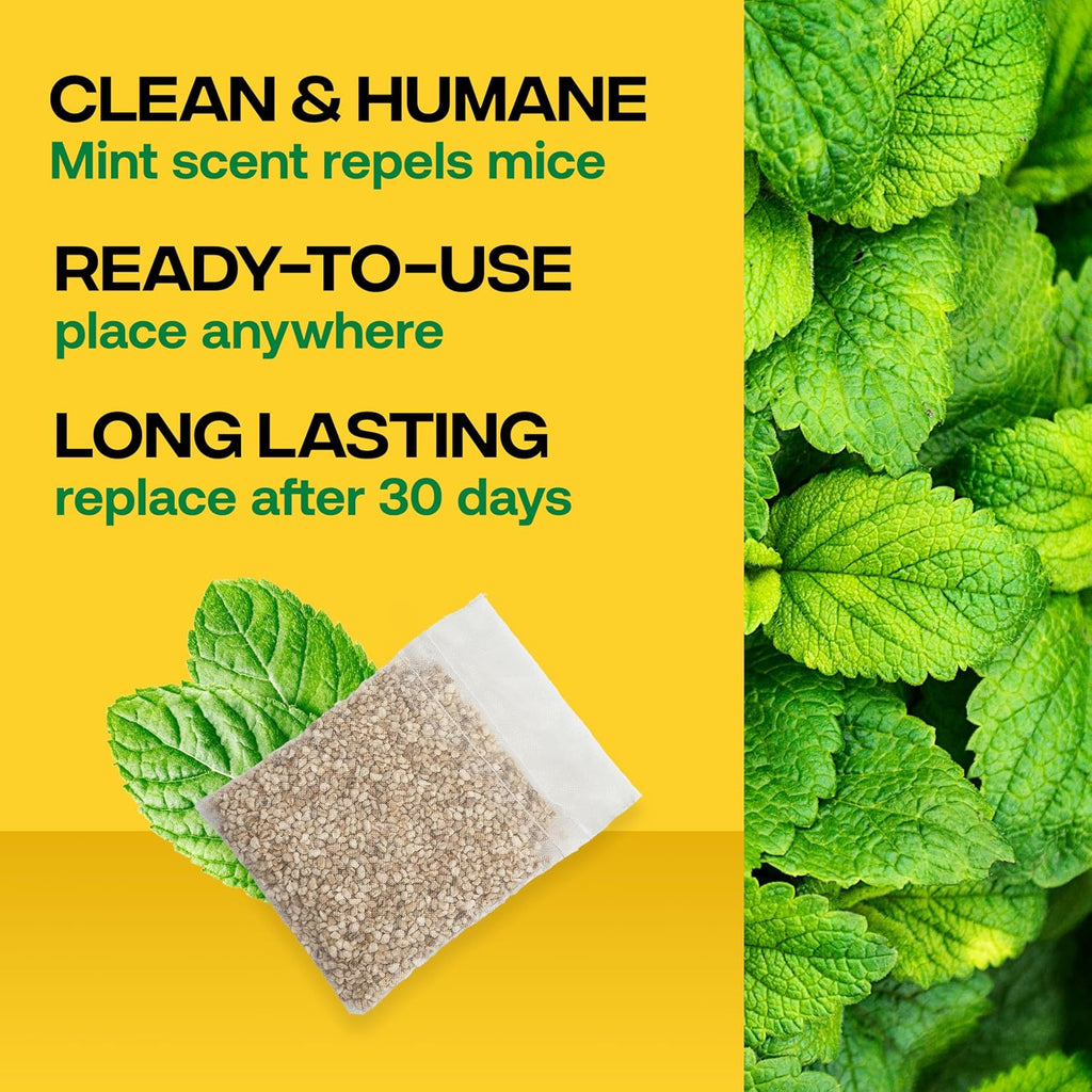 Victor Scent-Away Mouse Repellent Pouches 10-Pack, Natural Rodent Deterrent | Indoor Outdoor Pest Control, Peppermint Oil Granules, Mice And Rat Protection For Home, Garage, Vehicle, M805B-2Sr
