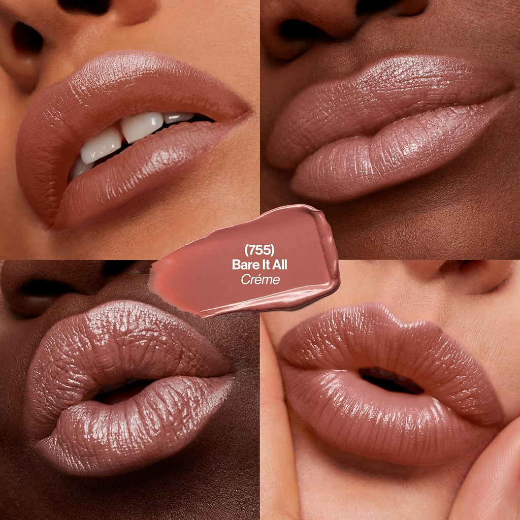 Revlon Super Lustrous Lipstick, Creamy Formula For Soft, Fuller-Looking Lips, Moisturized Feel, 755 Bare It All, 0.15 Oz
