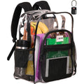 Clear Backpack Heavy Duty Xl - H18''Xw14''Xd8. Has Tsa Lock - Black | Pvc Transparent Backpack Has 2-Way Premium Zipper And Key Holder. Extra Large