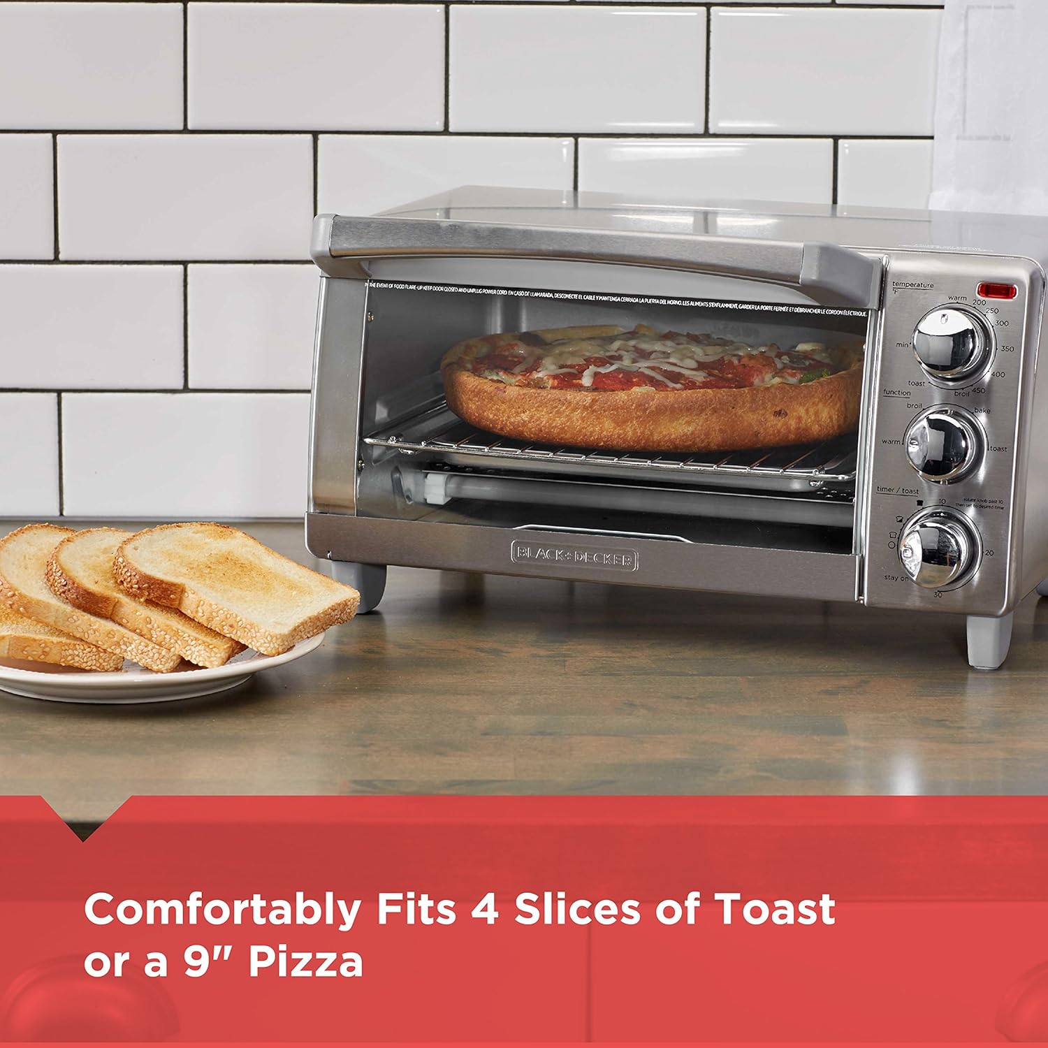 BLACK+DECKER 4-Slice Toaster Oven with Natural Convection, Stainless Steel, TO1760SS (TO1760SST-1)