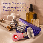Flamingo Travel Razor Kit for Women - Body & Pubic Razor - Mini Handle, 2 Blade Refills, 2 Travel Size Foaming Shave Gels & Vented Case - TSA Approved Essentials