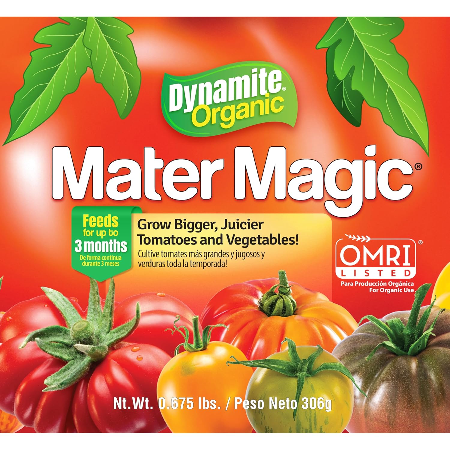Dynamite Mater Magic - Organic Tomato Fertilizer For Bigger, Juicier Tomatoes And Vegetables, Omri Listed, Nitrogen And Calcium-Rich Plant Food - .675 Pound Container With Shaker Lid