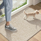 Ultra Thin Indoor Door Mat 17"X29", Low-Profile Door Mat Indoor Entrance, Non Slip Rubber Backing Inside Doormat Washable Welcome Front Entryway Dirt Trapper Entry Mat, Khaki