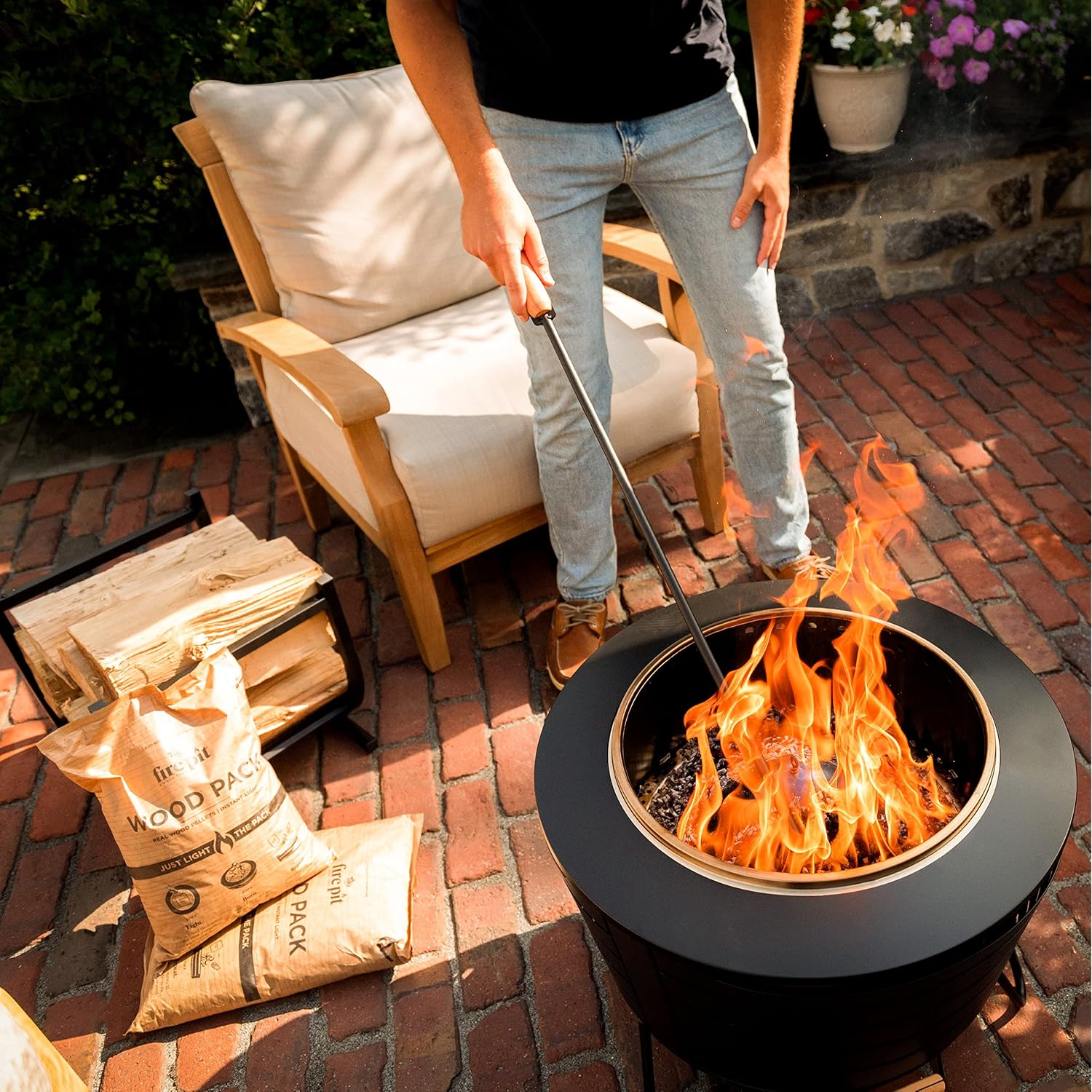 Tiki Wood Pellet Pack – 4-Pack Wood Pellets For Smokeless Fire Pits, Easy-To-Use Fire Pit Fuel For Outdoor Heating & Camping, 30+ Minute Full Flame Fire, Made In The Usa