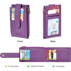 Women's RFID Slim Card Holder Wallet: Thin Bifold with Multi-Card Case & Zipper Coin Pocket Purse (Deep Purple)