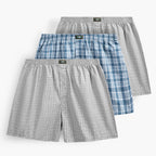 Mens Woven Boxer Shorts 100% Cotton With Covered Waistband Comfortable Loose Fit, Classic Full Cut Plaid Boxers Pack