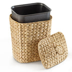Bluewest 2.6 Gallon Wicker Bathroom Trash Can With Lid, Handwoven Rattan Wastebasket With Removable Plastic Inner Bin Decorative Waste Basket For Bedroom, Office, Or Kitchen