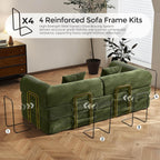 79" Convertible Sofa Bed With Fixed-Shape Frame & Removable Armrests, Modular Corduroy Sleeper Sofa, Folding Mattress Couch For Small Spaces - No Assembly Needed In Green (Includes 2 Pillows)