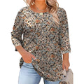 Lomon Womens Plus Size Tops 3/4 Length Sleeve Womens Tops Pleated Crewneck Fall Shirts Summer Blouses 2026 (1X-5X)