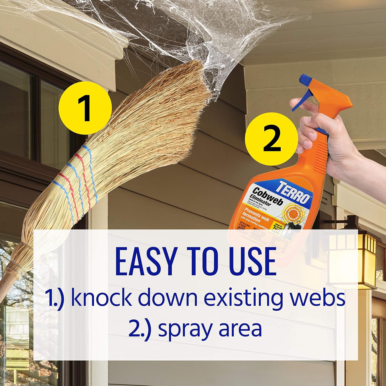 Terro Cobweb Eliminator, Spiderweb Repellent Spray For Indoor & Outdoor Use | Ready-To-Use Formula For Home Defense, Prevents Spider Web Formation, Long Lasting Outdoor Protection, T2360