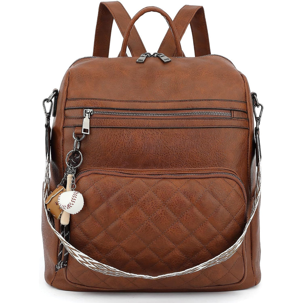 Tantomi Backpack Purse For Women Large Leather Convertible Backpack Ladies Shoulder Bag Fashion Backpack Handbags For Travel And Work (Brown)