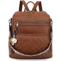 Tantomi Backpack Purse For Women Large Leather Convertible Backpack Ladies Shoulder Bag Fashion Backpack Handbags For Travel And Work (Brown)