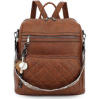 Tantomi Backpack Purse For Women Large Leather Convertible Backpack Ladies Shoulder Bag Fashion Backpack Handbags For Travel And Work (Brown)