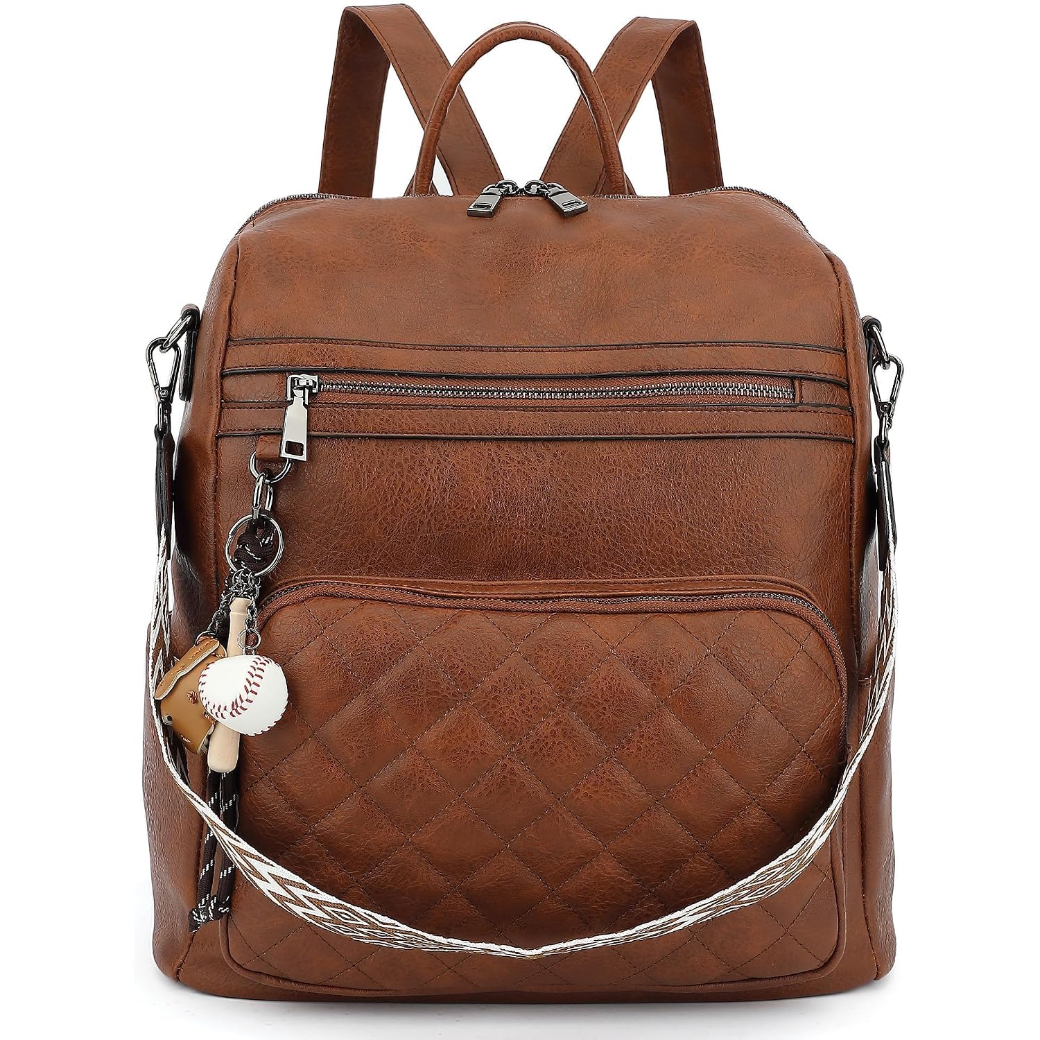 Tantomi Backpack Purse For Women Large Leather Convertible Backpack Ladies Shoulder Bag Fashion Backpack Handbags For Travel And Work (Brown)