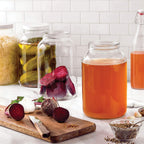 1 Gallon Glass Jar With Lid – 2 Pack Large Glass Jar With Airtight Metal Lids - USDA Approved BPA-Free Dishwasher Safe, Wide Mouth Sun Tea Jar, Gallon Mason Jar for Storage, Fermenting, And Brewing