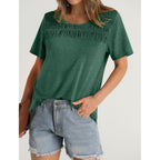 Women's Summer Tops 2026 Trendy Short Sleeve Shirts Smocked Crewneck Tee