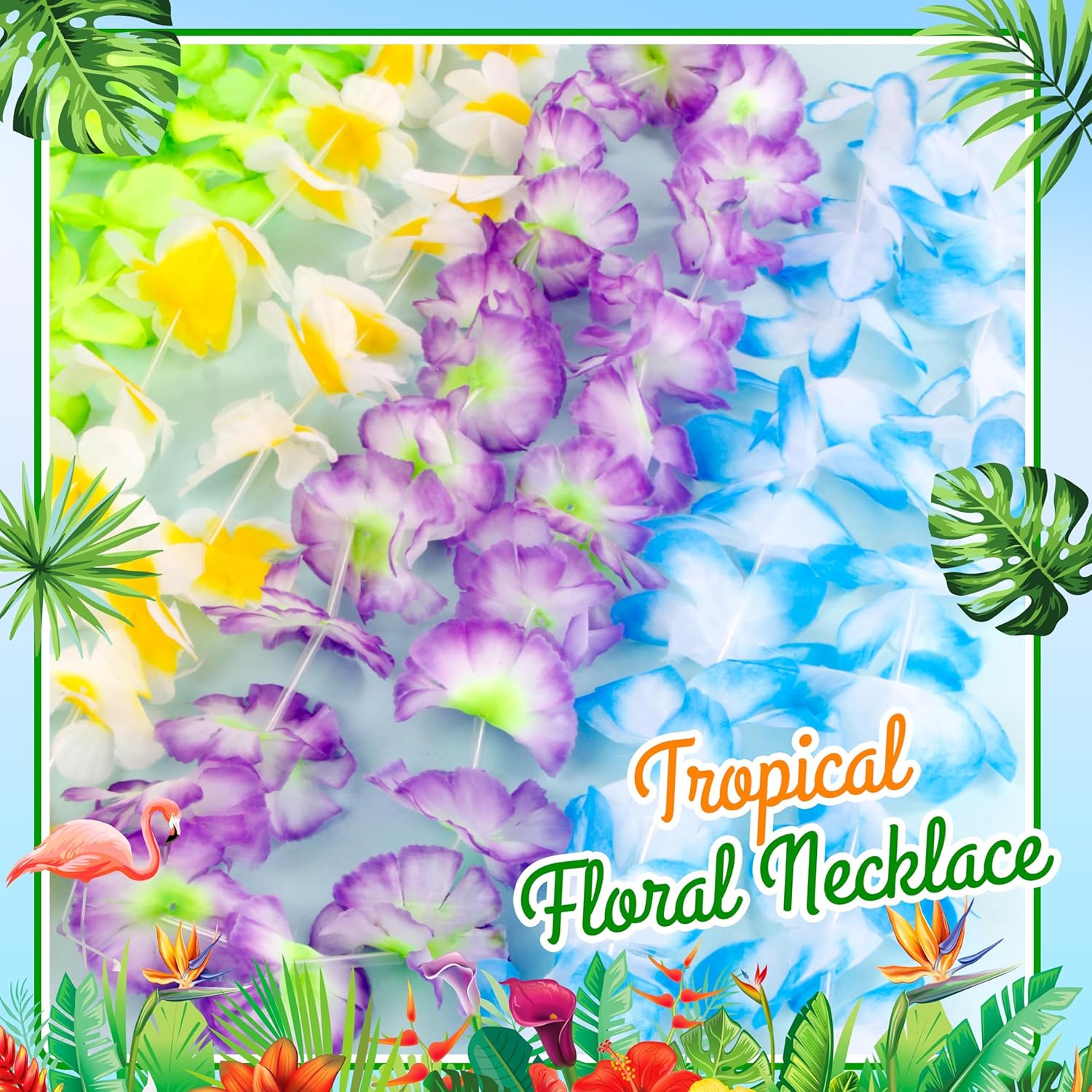 200 Count Hawaiian Lei Bulk, Tropical Luau Hawaii Theme Silk Flower Necklace, Party Favors for Beach Holiday Wedding Birthday Party, Aloha Summer Party Decorations