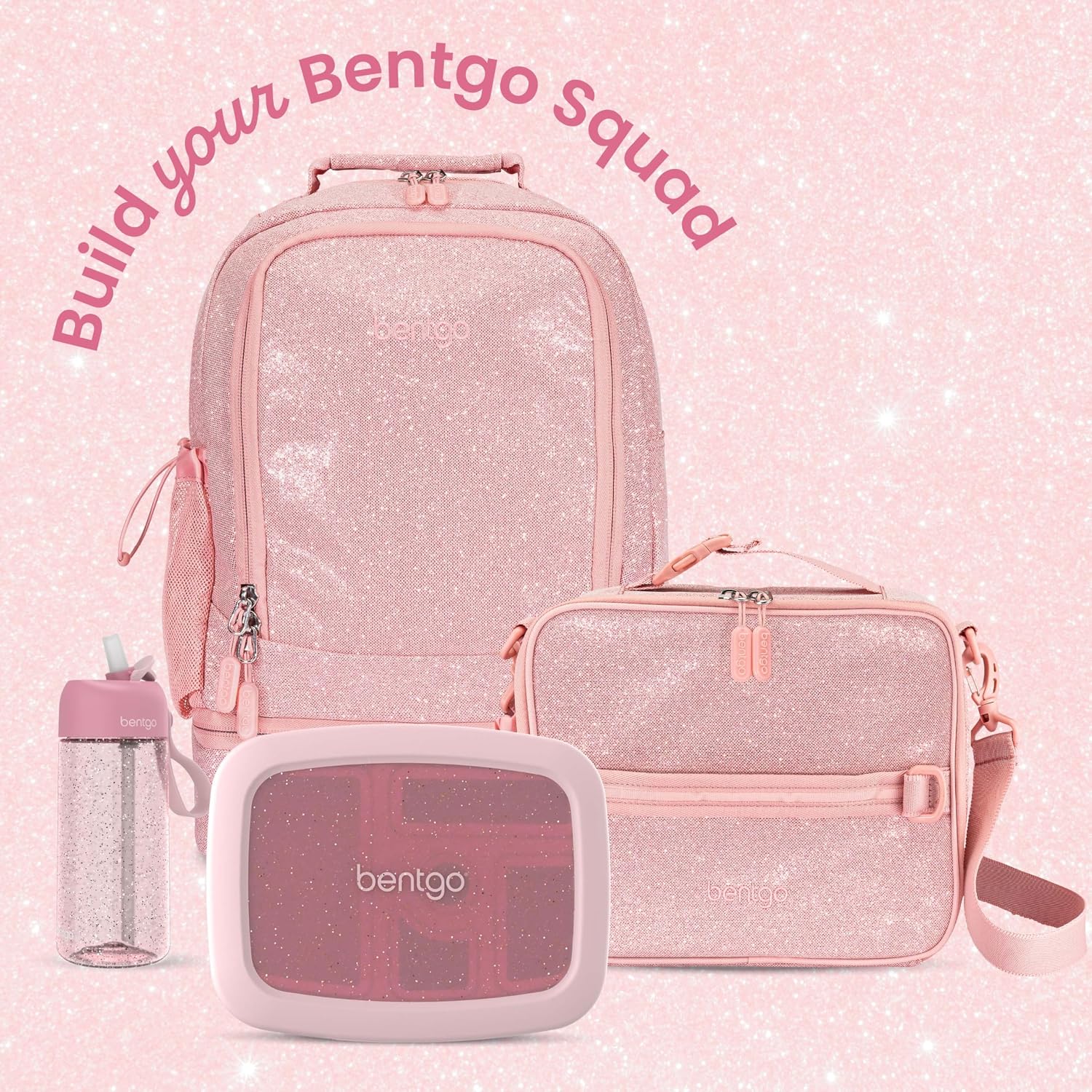 Bentgo Kids Bento-Style 5-Compartment Leak-Proof Lunch Box - Just-Right Portions Ages 3-7, Durable, Drop-Proof, Dishwasher Safe, Pfas & Bpa-Free & Made With Food-Safe Materials (Petal Pink Glitter)