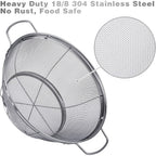 3 Pack 18/8 Stainless Steel Colander Sieves(5-Quart, 4-Quart And 3-Quart), Mesh Strainer Net Baskets With Handles & Resting Base For Strain, Drain, Rinse Or Steam