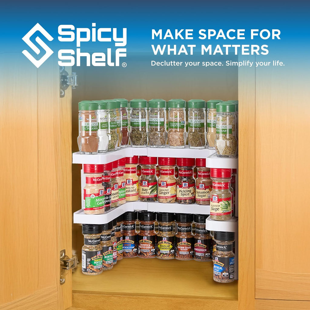 3.0 - Expandable 2 Tiered Spice Rack Organizer For Cabinet & Pantry - Kitchen Seasoning Organizer - Cabinet Spice Racks For Inside Cabinets (Spicy Shelf Premium) - Home Organization