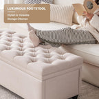 Mangodan Storage Ottoman Bench, Tufted Ottoman With Storage For Living Room, Large Modern Entryway Benchs