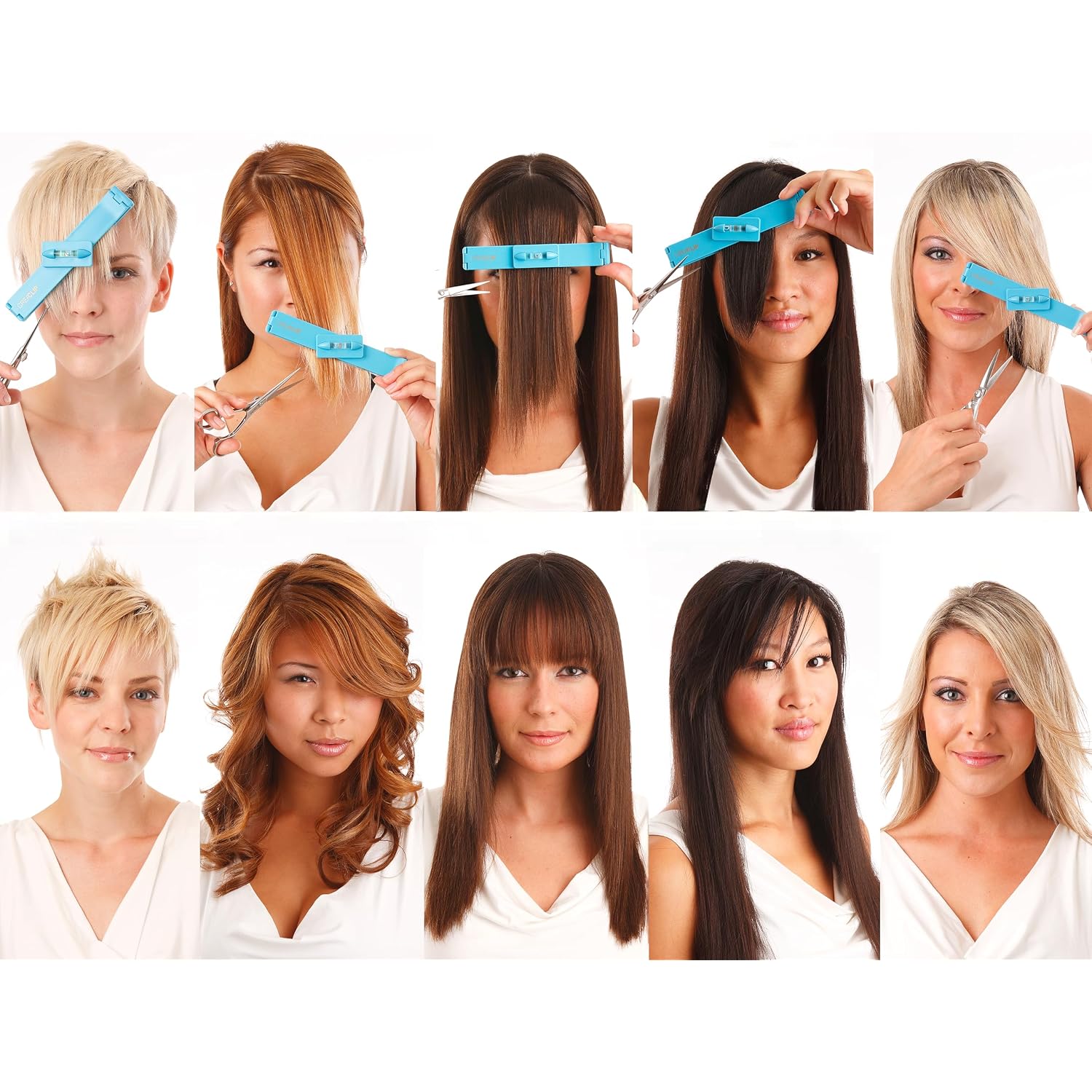 Original Creaclip Bangs & Scissors Hair Cutting Tool - As Seen On Shark Tank - Fringe Bangs Trimming Hair Cutting Guide, Comb Hairstyle Tool, Layers Kids Hair Cut Hair Cutting Kit