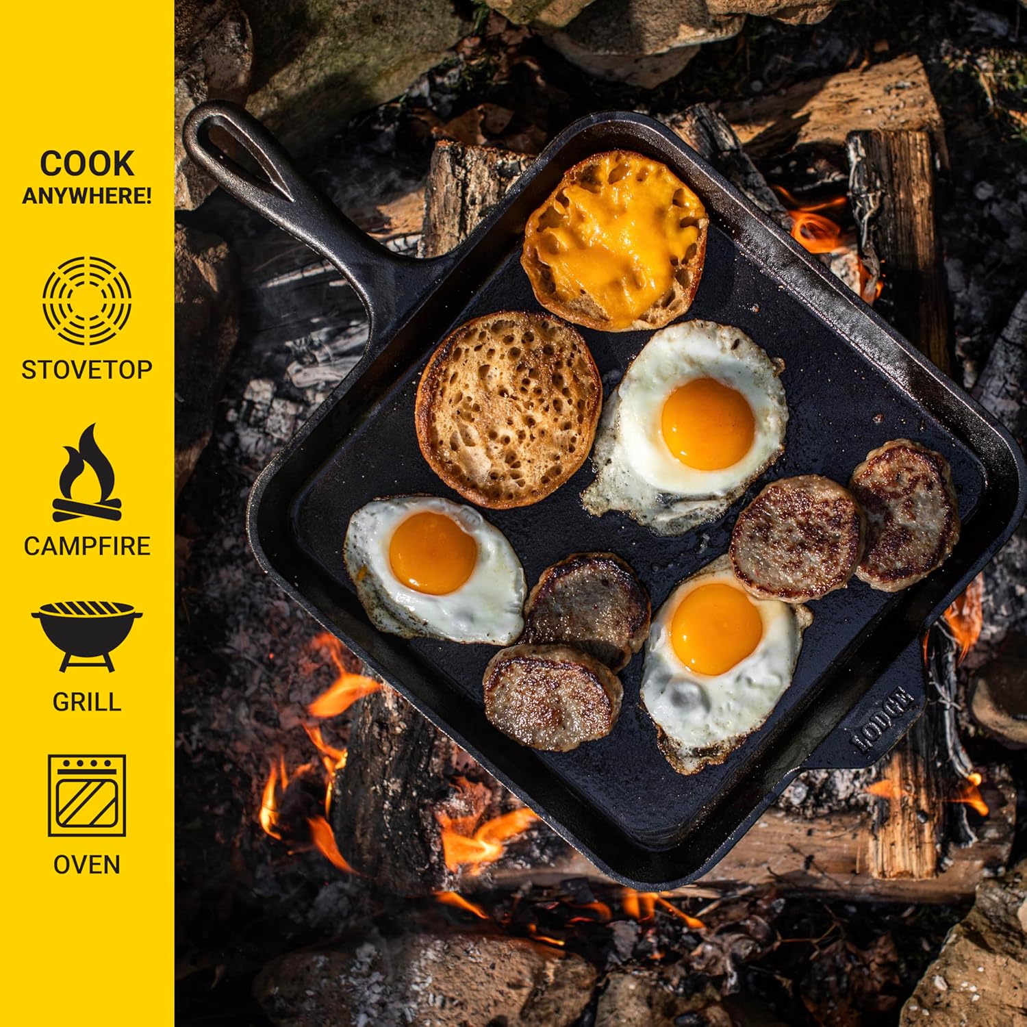 Lodge Seasoned Cast Iron Square Griddle - 11 Inches - Durable Pan - Cast Iron Cookware for Pancakes, Eggs, Bacon & Grilling Favorites