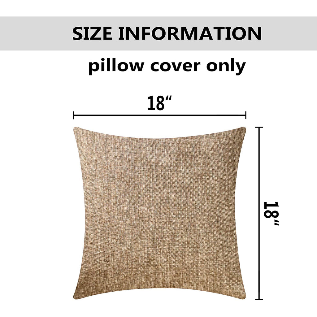 Home Brilliant Linen Throw Pillow Covers 18X18 Burlap Decorative Pillow Covers Farmhouse Throw Pillows For Couch Bench Sofa, Set Of 2, 18 X 18 Inch, Natural Linen