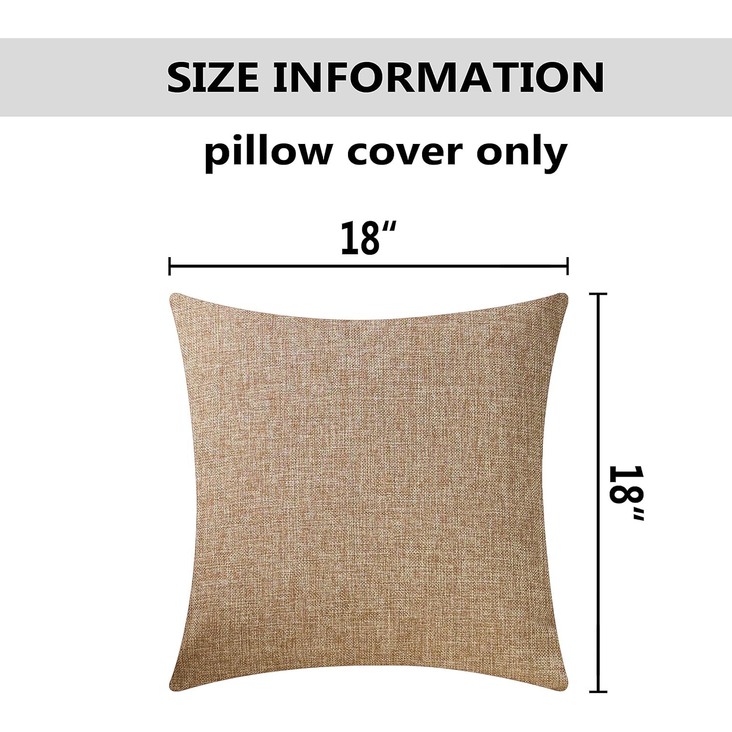 Home Brilliant Linen Throw Pillow Covers 18X18 Burlap Decorative Pillow Covers Farmhouse Throw Pillows For Couch Bench Sofa, Set Of 2, 18 X 18 Inch, Natural Linen