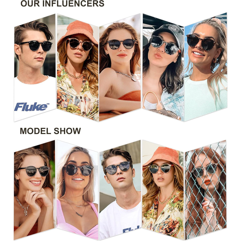 SOJOS Retro Round Polarized Sunglasses for Women Men Classic Vintage Sunnies SJ2069 Amber Tortoise/Brown