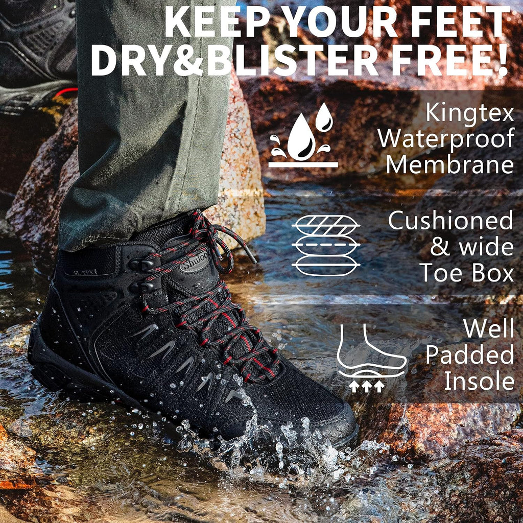 Men'S Waterproof Hiking Boots Non-Slip Lightweight Mid Top Ankle Boot Breathable Hiker Trekking Shoes