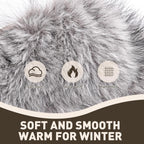 Women Faux Fur Trapper Hat with Pompoms Warm Classic Ear Flaps Fuzzy Bobble Cap Warm Outdoor Ski Snow Cap for Women and Men
