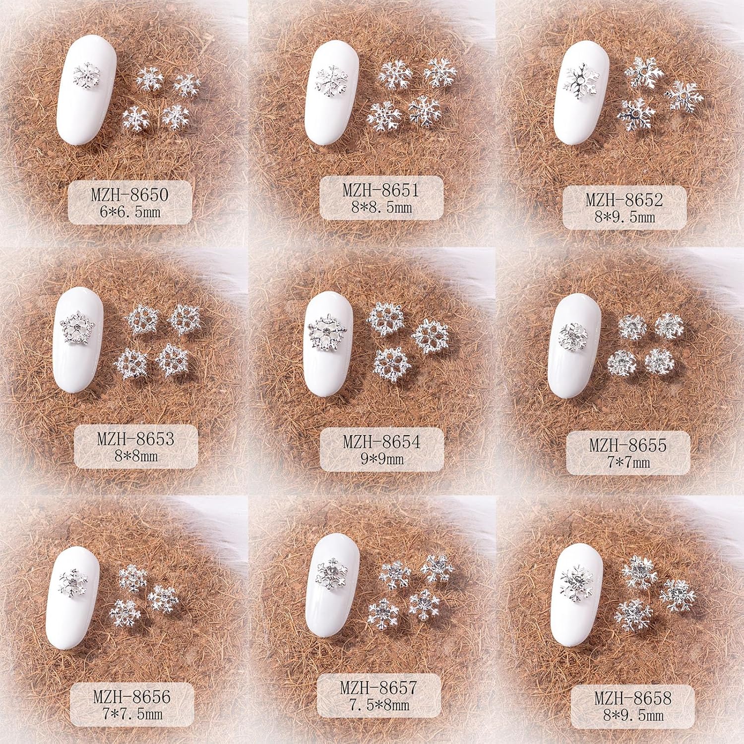 Christmas Nail Charms 20pcs Silver Snowflake Nail Art Charms with Diamond Design Winter Nail Jewelry Supplies Xmas Snowflakes Nail Decoration for Women Girls DIY Manicure Decorative Accessories