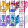 Aroic Body Glitter Stick- 6 Pack Patriotic Red White And Blue Face& Hair Glitter, 4Th Of July Outfits Rave Accessories, Usa Flag Sparkling Face Makeup For Women Independence Day Festival Concert Party