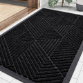 Smiry Front Door Mat Outside Entrance, Heavy Duty Sturdy Natural Rubber Doormat, Trap Dirt And Moisture, Easy Clean Low Profile Mats For Indoor Outdoor Entry, Irregular Triangle (29.5X17, Black)