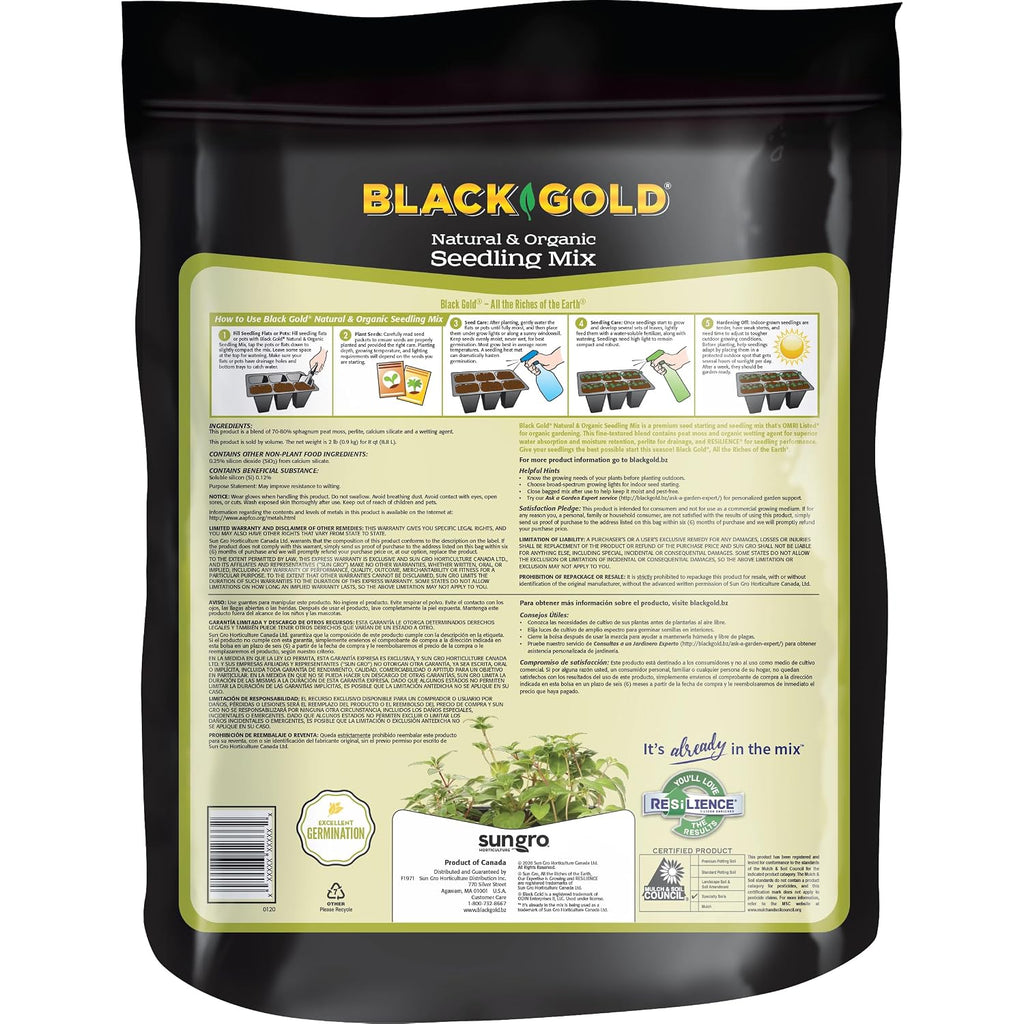 Sungro Horticulture Seedling Mix - Organic Seed Starting Mix - 8 Quart - Lime, Perlite, Sphagnum Peat Moss