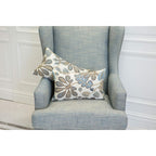 Set Of 2 Jacquard Tropical Leaf Pattern Oblong Throw Pillow Covers Accent Pillowcase 12X20 Inches,Blue Cream