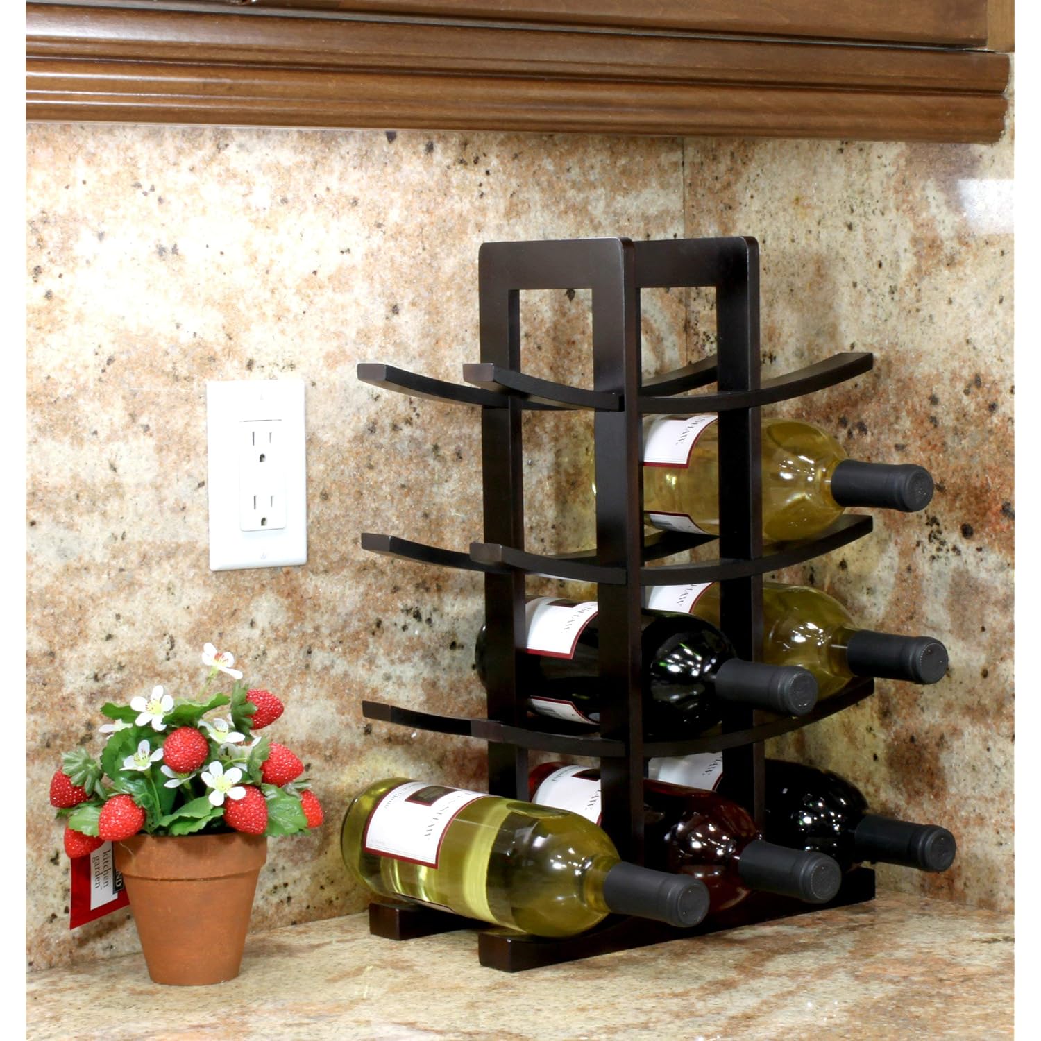 Oceanstar Wr1132 12-Bottle Bamboo Wine Rack, Dark Espresso